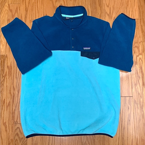 Men’s XL Two Tone Recycled Polyester PATAGONIA Snap Button Fleece Synchilla - Picture 4 of 16